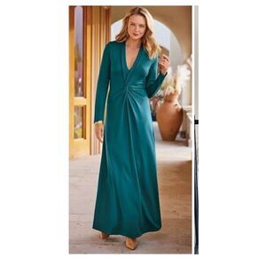 Soft Surroundings Lagia maxi dress in a teal green color 1XP